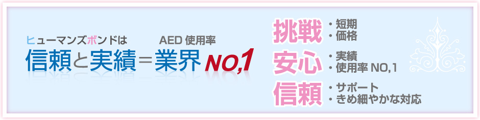 信頼と実績は業界ナンバー1、短期価格に挑戦、実績使用率ナンバー1で安心、きめ細かなサービスとサポートで信頼